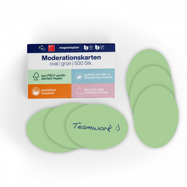 magnetoplan Moderationskarten oval, 500 Stk., 190 x 110 mm