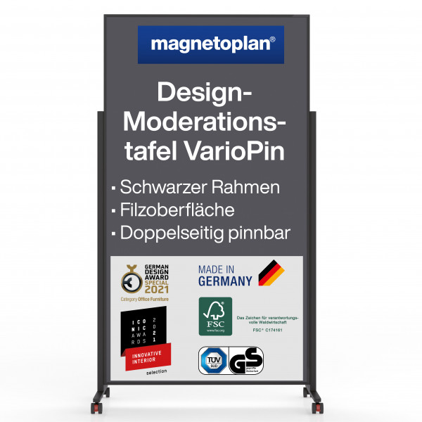 magnetoplan Design-Moderationstafel VarioPin, 1000 x 1800 mm