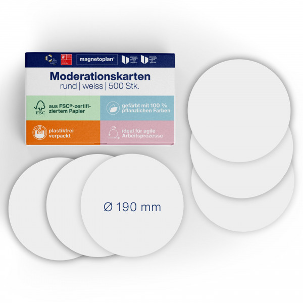 magnetoplan Moderationskarten rund, 500 Stk., Ø 190 mm