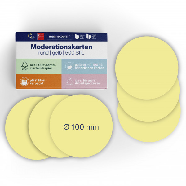 magnetoplan Moderationskarten, rund, 500 Stk., Ø 100 mm
