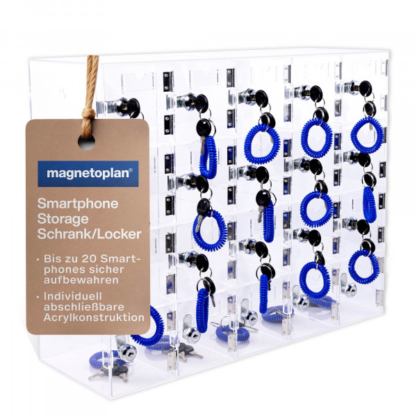 magnetoplan Smartphone Storage Locker acryl, for 20 smartphones, 530 x 425 x 180 mm