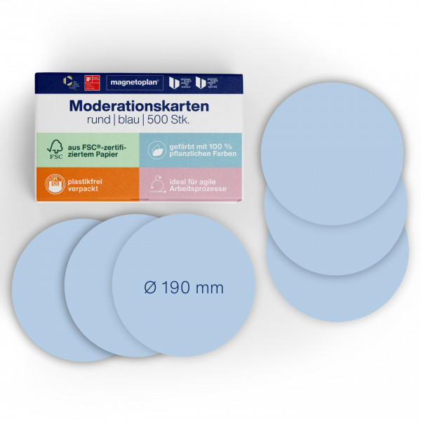 magnetoplan Moderationskarten rund, 500 Stk., Ø 190 mm