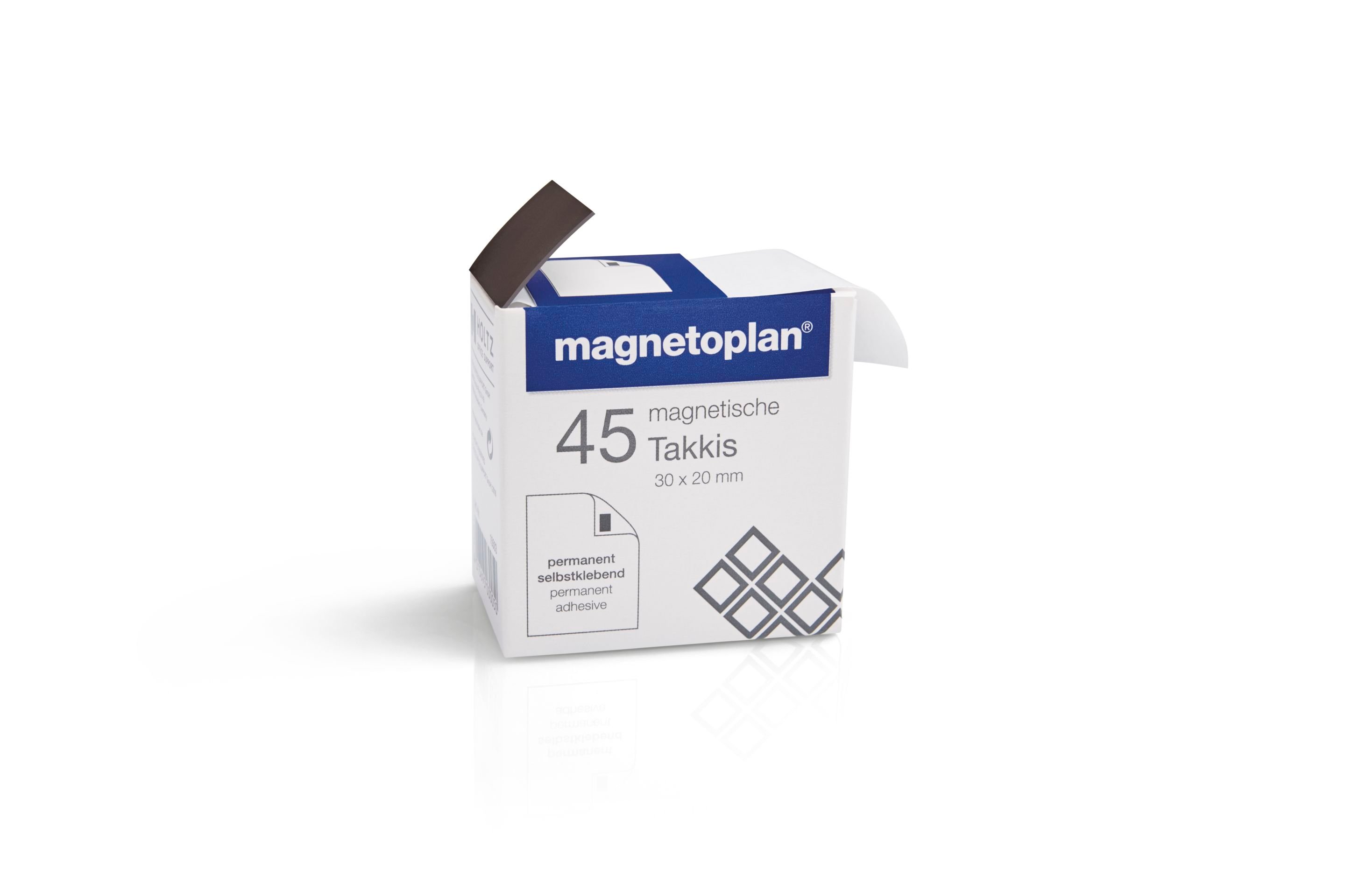Magnet-Plättchen selbstklebend im Spender, 45 Stück