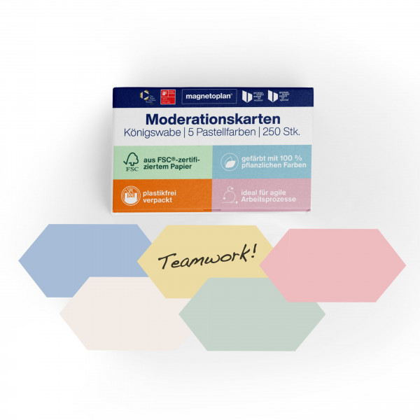 magnetoplan Moderation cards kingsize comb, assorted-colours, 250 pcs, 297 x 165mm