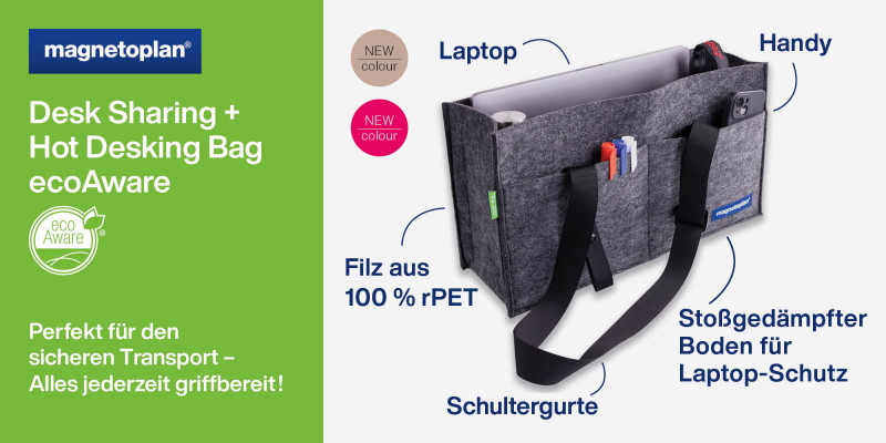 Desk Sharing & Hot Deking Bag ecoAware Neue Farben