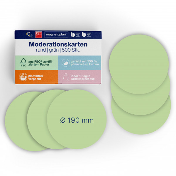 magnetoplan Moderationskarten rund, 500 Stk., Ø 190 mm