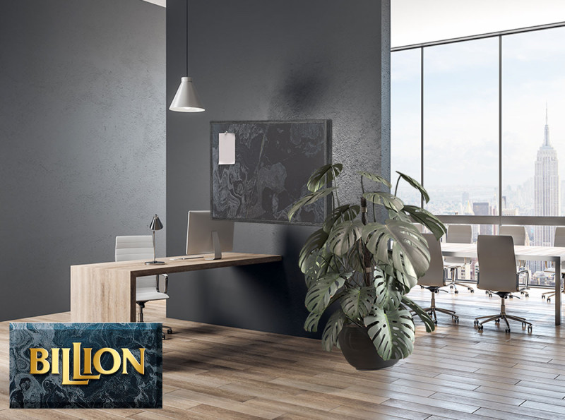 Billion Board hängt ästhetisch in einem Büro