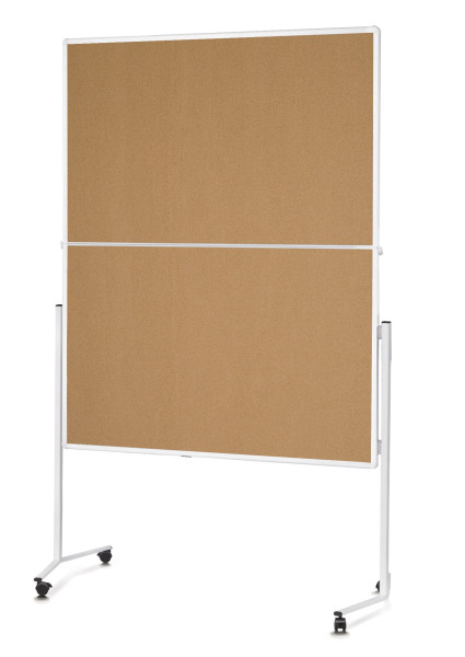 magnetoplan Seminar Board with white aluminium frame, foldable, cork, 1200 x 1500mm