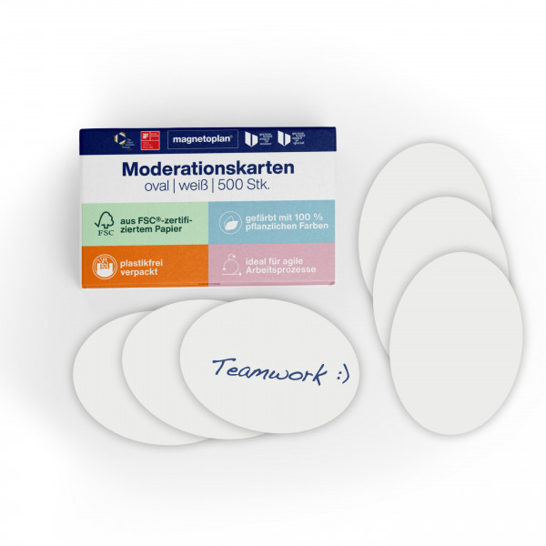 magnetoplan Moderation cards oval, 6 assorted colours, 500 pcs, 190 x 110mm