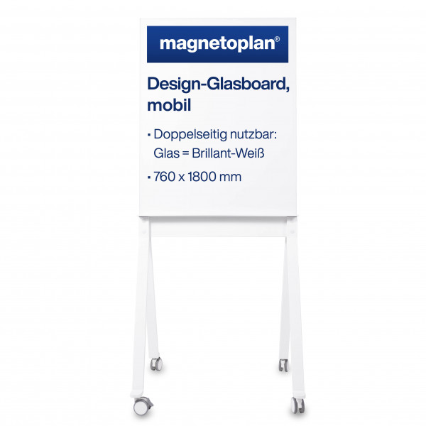 magnetoplan design glass board, mobile, white, 1800x760x600mm