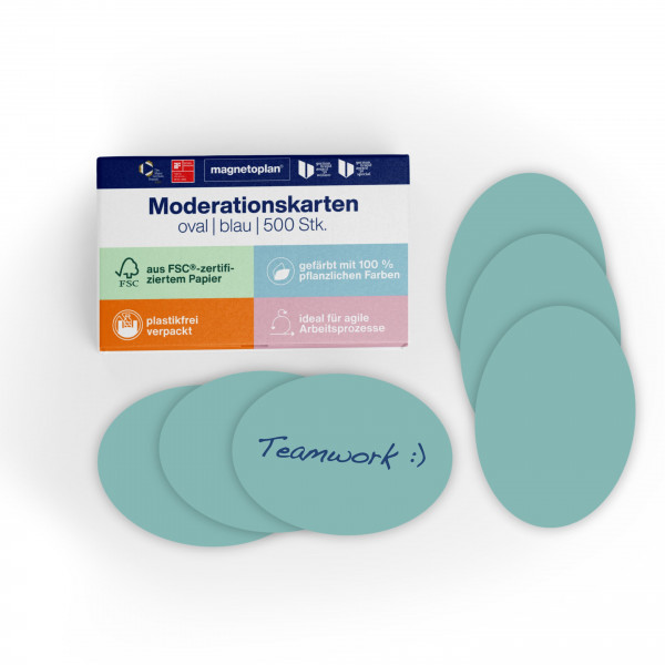 magnetoplan Moderationskarten oval, 500 Stk., 190 x 110 mm