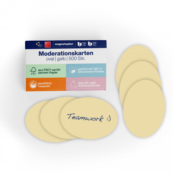 magnetoplan Moderationskarten oval, 500 Stk., 190 x 110 mm