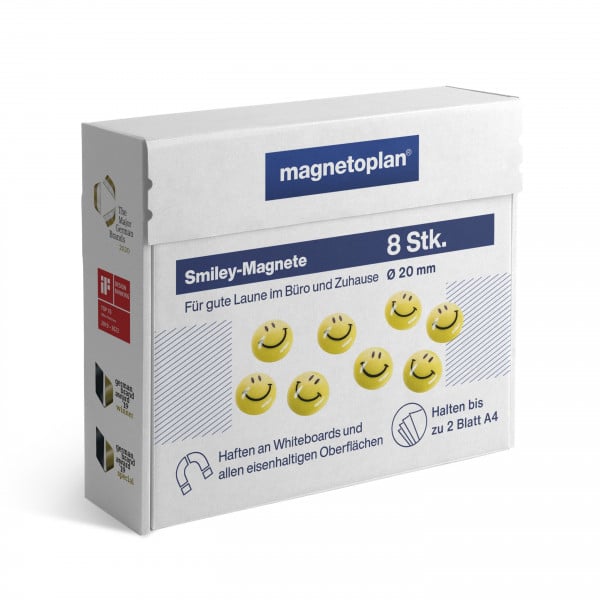 magnetoplan Smiley magnets, Ø 20mm, 8 pcs